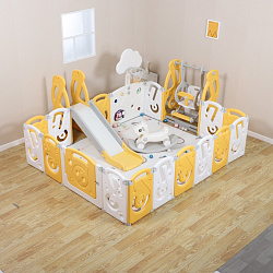 Манеж UNIX Kids SUPREME Music 200x240 Yellow с качелями