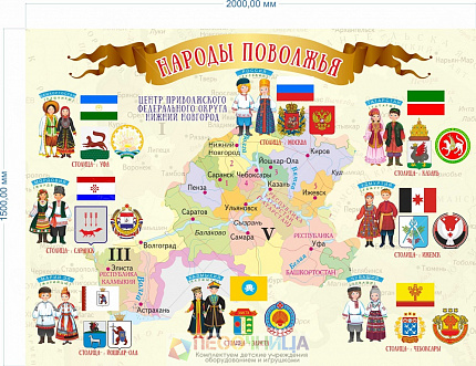 Настенное панно "Народы поволжья" 2*1,5м