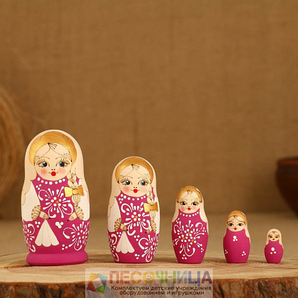 Матрешка "Сиреневое платье", жженка, 5 кукольная ,10,5 см