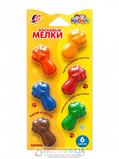 Мелки восковые 6 цветов «Луч: Кроха.Лапки», фигурные