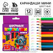 Цветные карандаши 12 цветов мини заточенные круглые деревянные
