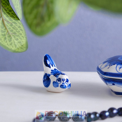 Народные промыслы. "Синичка", малая, 4 см. Роспись ГЖЕЛЬ