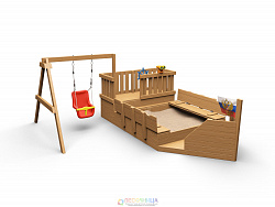 Песочница  SandBox Лодочка с качелями ,пропитка(сосна)