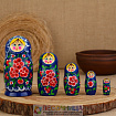 Матрешка "Цветы", синяя, 5 кукольная