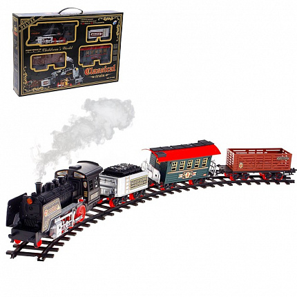 Железная дорога «Классический паровоз», 20 деталей, световые и звуковые эффекты, с дымом, работает о
