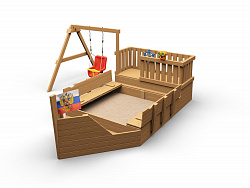 Песочница  SandBox Лодочка с качелями ,пропитка(сосна)