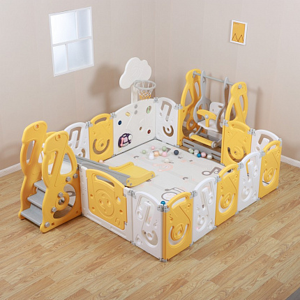 Манеж UNIX Kids SUPREME Music 160x160 Yellow с качелями