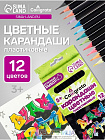 Карандаши  «Чёрная серия», цветные, 12 цветов, шестигранные, пластиковые