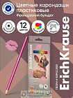 Карандаши 12 цветов, ErichKrause Frenchie, пластиковые, шестигранные