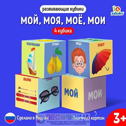 Кубики «Мой, моя, моё, мои», 4 элемента