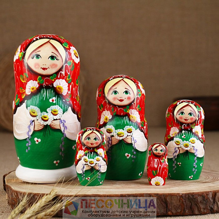 Матрешка  "Весенний букет", 5 кукольная, 16-18 см
