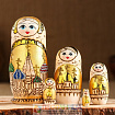 Матрёшка «Храм», желтый фон, 5 кукольная, жженка