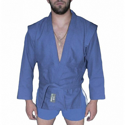Куртка для самбо Atemi AX5, с поясом без подкладки, синяя, плотность 550 г/м2, размер 28